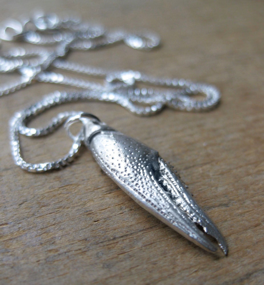 crayfish CLAW oxidized sterling silver necklace