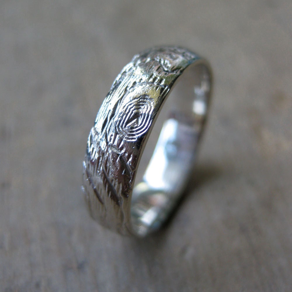 14kt white GOLD woodgrain ring MEDIUM PLYWOOD 5mm width made to order
