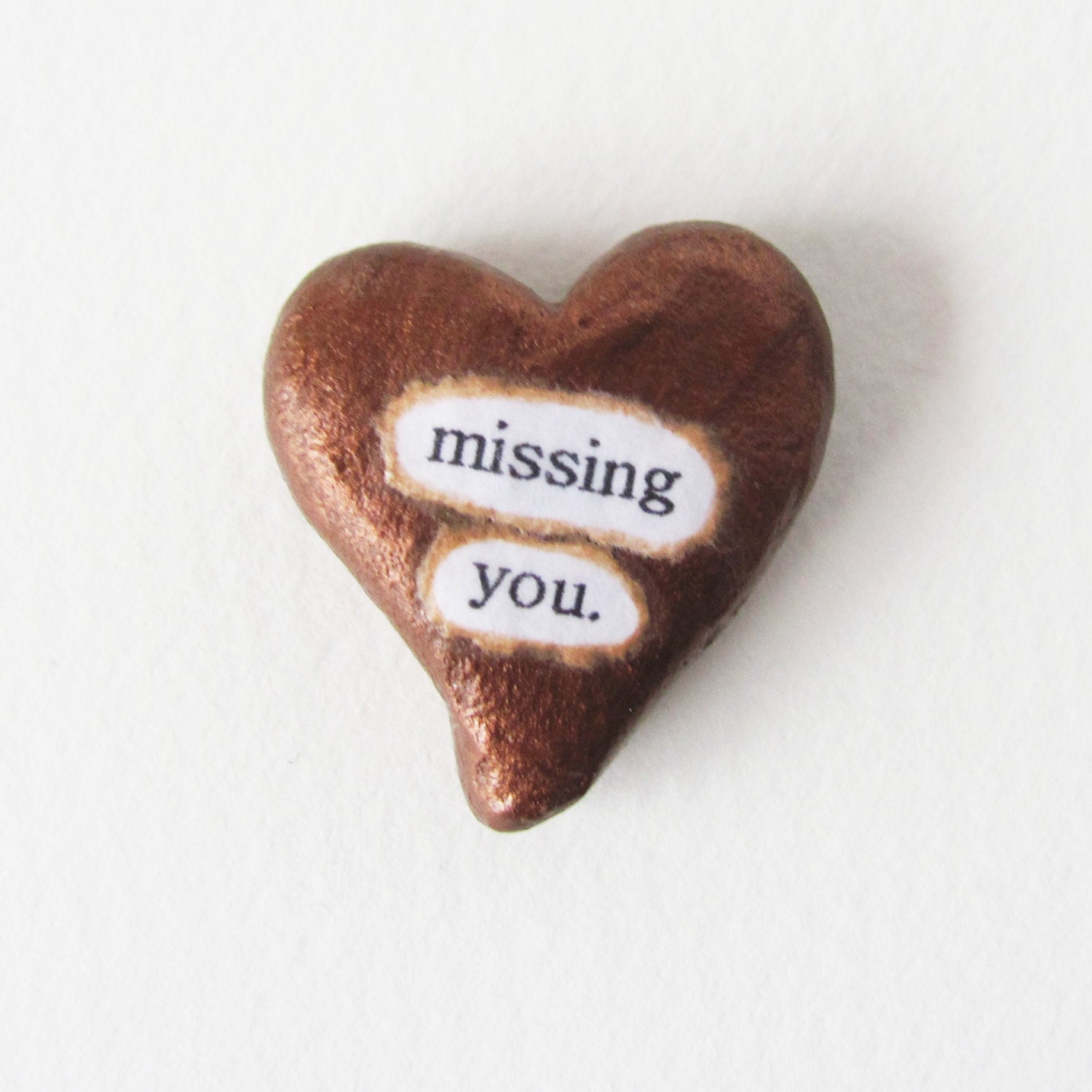 Clay Heart Sentiment with Fabric Gift Pouch- Missing You