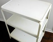 Vintage 3 Tier Metal Shelf Cream Colored Utility Cart