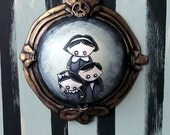convex creepy kid portrait sculpture