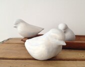 3 Ceramic Blue Birds - Bird Sculpture - Matte - Slip Cast Blue Swallows