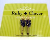 GRIGIA . Grey and Black Toned Czech Glass Earrings . Gold Chain French Hook and Accents