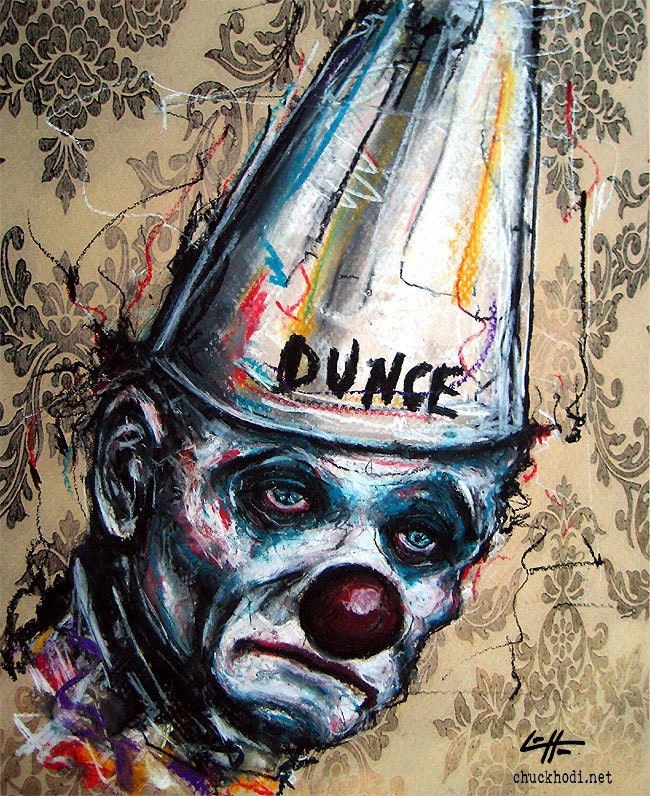 Print 8x10" - Sad Clown - Dunce Cap Tears Crying Lowbrow Pop Art Surreal Fantasy Outsider Juxtapoz Make Up Joker Dark Art Failure