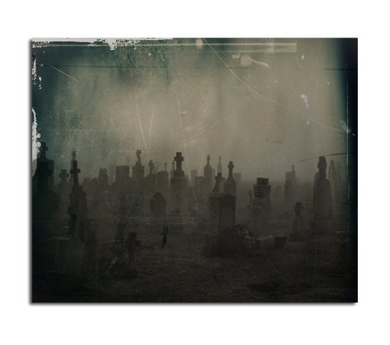 Dark Art, Cemetery, Graveyard, Gothic Image, Tombstones, Distressed - Dark Graveyard