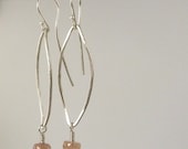 Sapphire Gemstone Earrings Peach Sapphire Jewelry Sterling Silver Natural Stone Drop Earrings