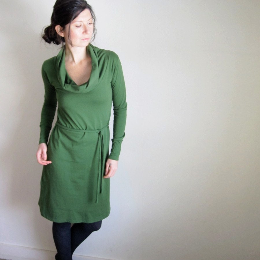 Ivy Green Organic Cotton Dress // Winter Dress // Long Sleeve / Tunic