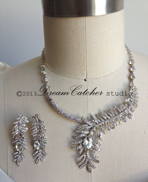 Farrah crystal set, Necklace and earrings, wedding jewelry, wedding, bridal jewelry, vintage necklace,crystals and  swarovski crystals