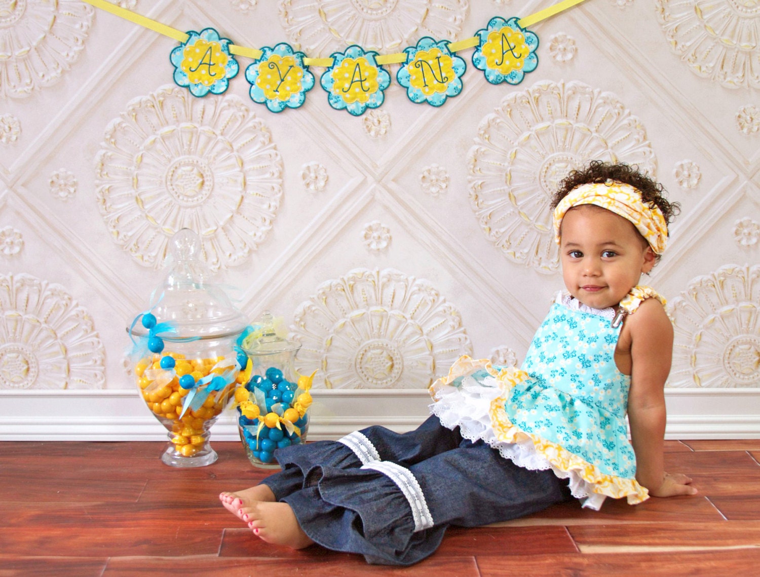 Girls Double Ruffle Pants Daisy Peek a Boo Ruffle Shirt 2 2T 3 3T 4 4T 5 5T 6