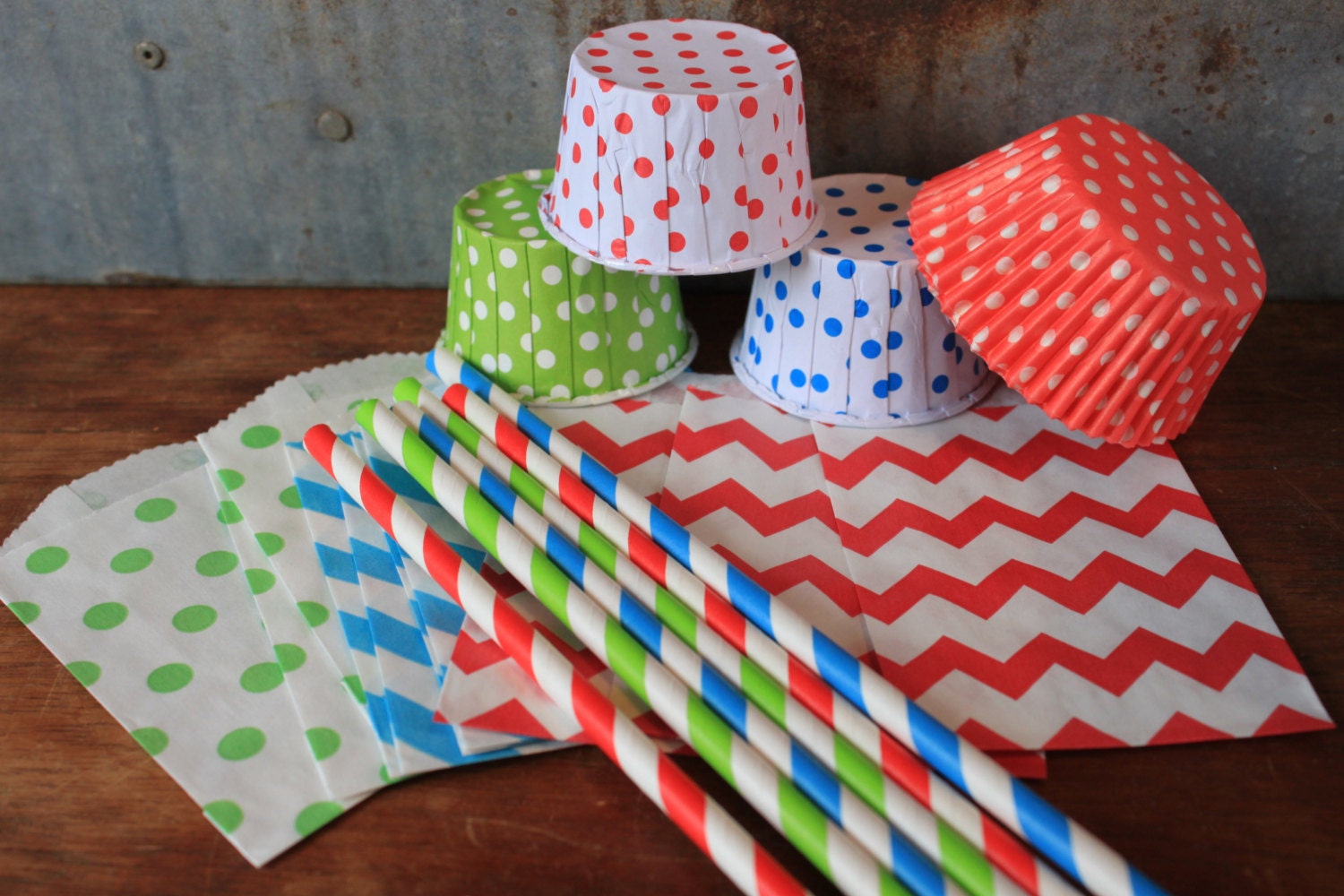 Race Car Party Pack - Paper Straws, Baking Cups, Favor Bags, Bakers Twine -- Construction Il_570xn