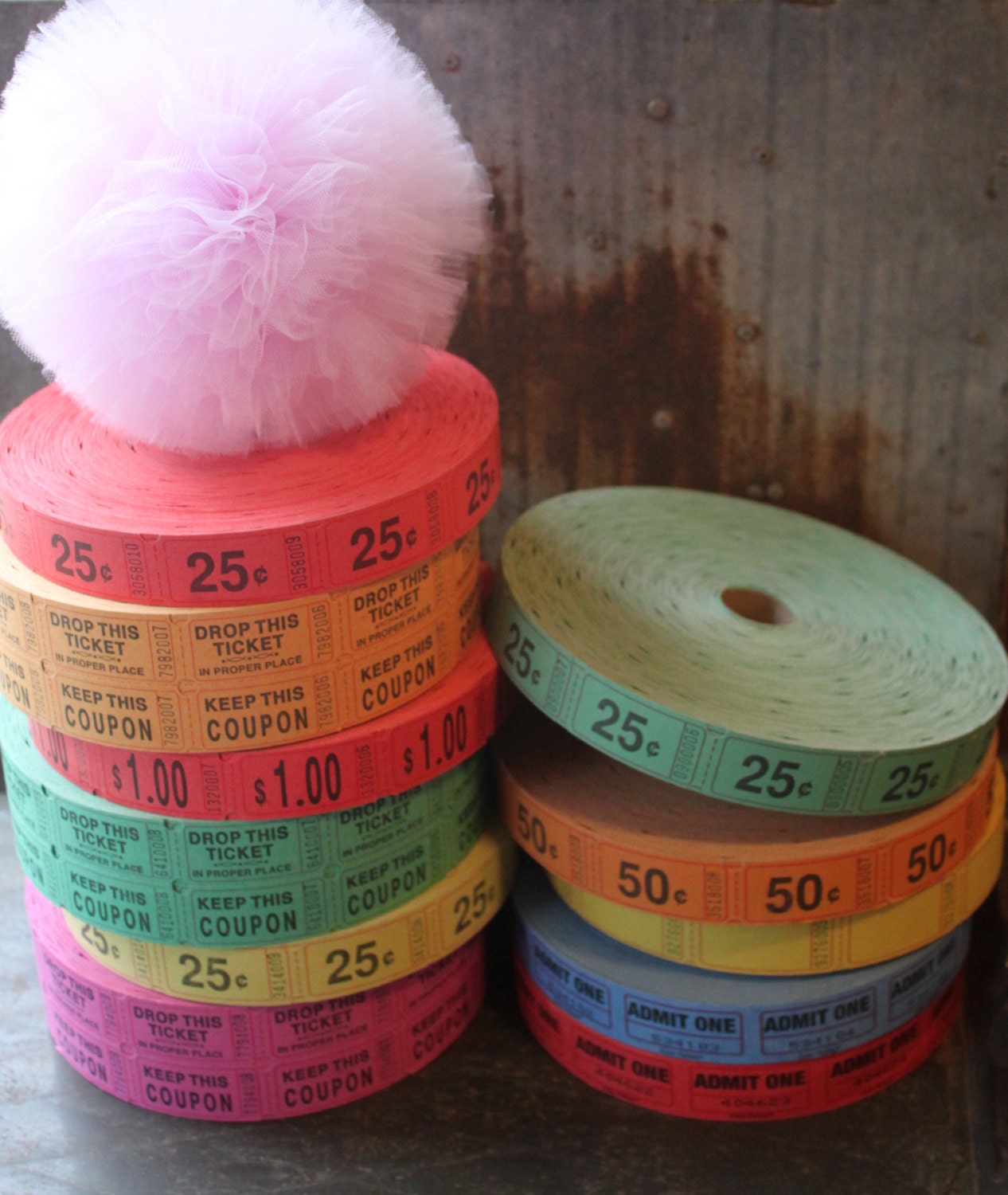 200 Count -- Carnival Tickets -- perfect for parties, scrapbooking, altered arts -- assorted Il_570xn