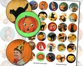 Antique Victorian Halloween 1.5 inch circle button pinback digital collage sheet 38mm jack o'lantern