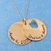 Personalized Couples Necklace, 14k Gold-Filled Locket-Style, Handstamped Heart Necklace, Anniversary Necklace