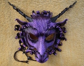 Custom Made To Order Great Purple Dragon Mask... Original handmade leather mask