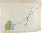 2.12.2013, small art quilt, contemporary, abstract, textile drawing, haiku, white, cream, pale pink, celadon, aqua, black, soul composition
