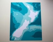 New Zealand - 8 x 10" layered papercut art