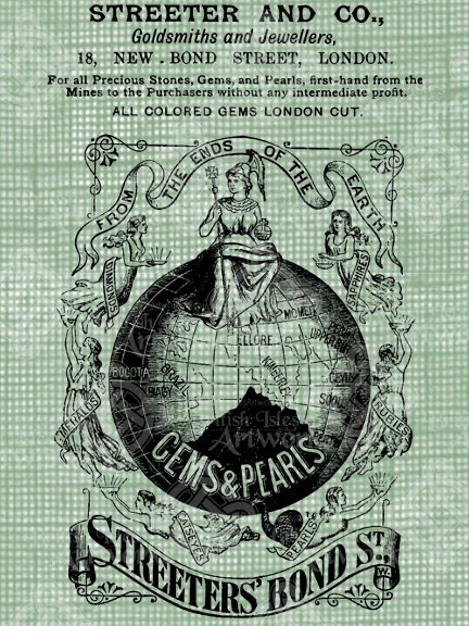 Digital Download London England Jewelry Merchant, Antique Illustration, digi stamp, digis, Streeters Bond Street, advertisement