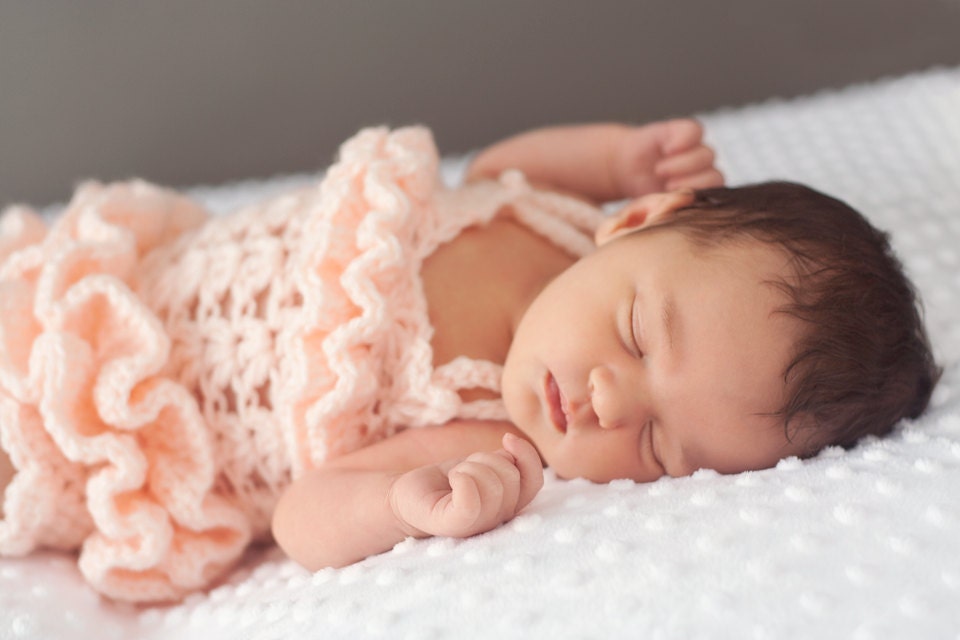Newborn Ruffled Petti Romper in Peach - Photo Prop