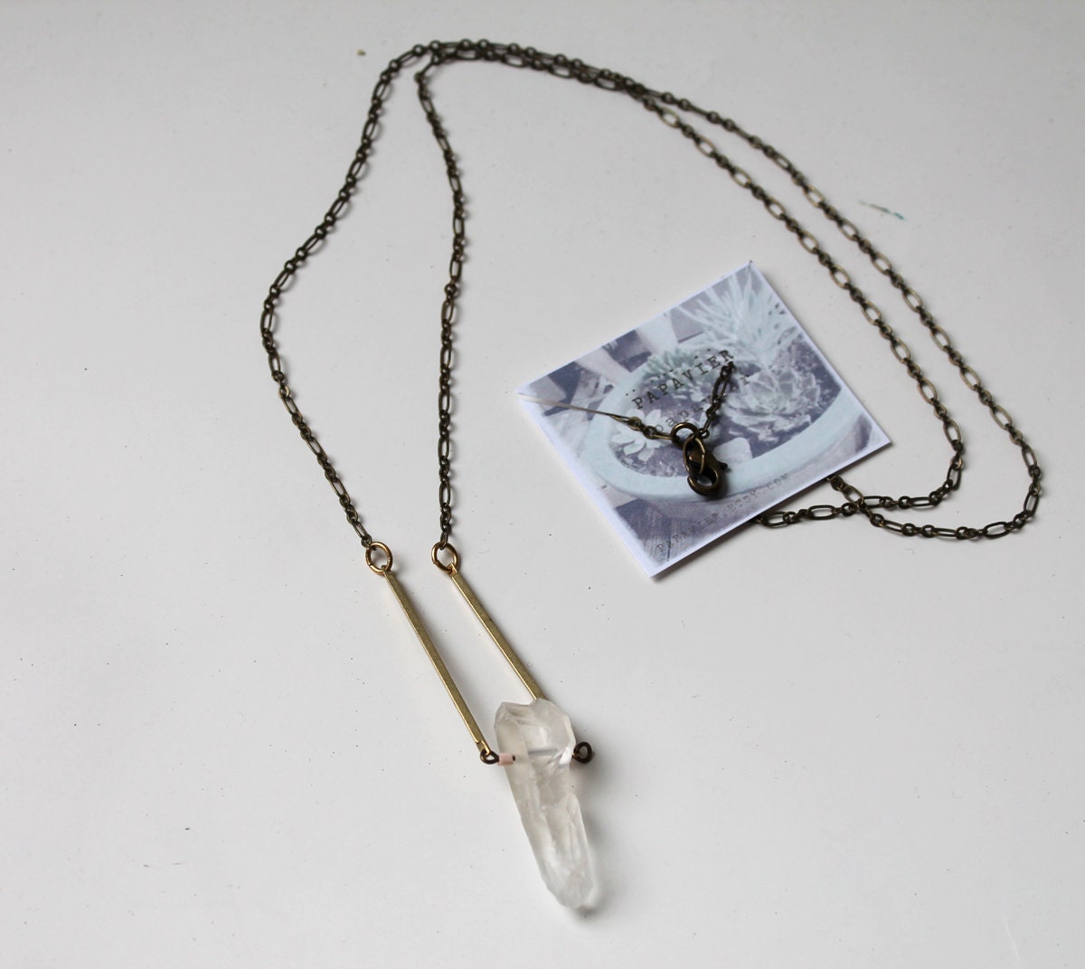 Raw Quartz Gold Bars Necklace