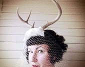 Deer Antler Headband - creme with natural antlers