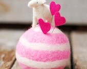 Made to Order - Lamb Love Swirl with Hearts - Felted Decor