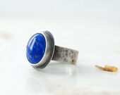Lapis Ring, Gemstone Ring, Semi Precious Jewelry, Bezel Ring, Metalwork Ring, Cobalt Blue Ring, READY TO SHIP Size 7.75