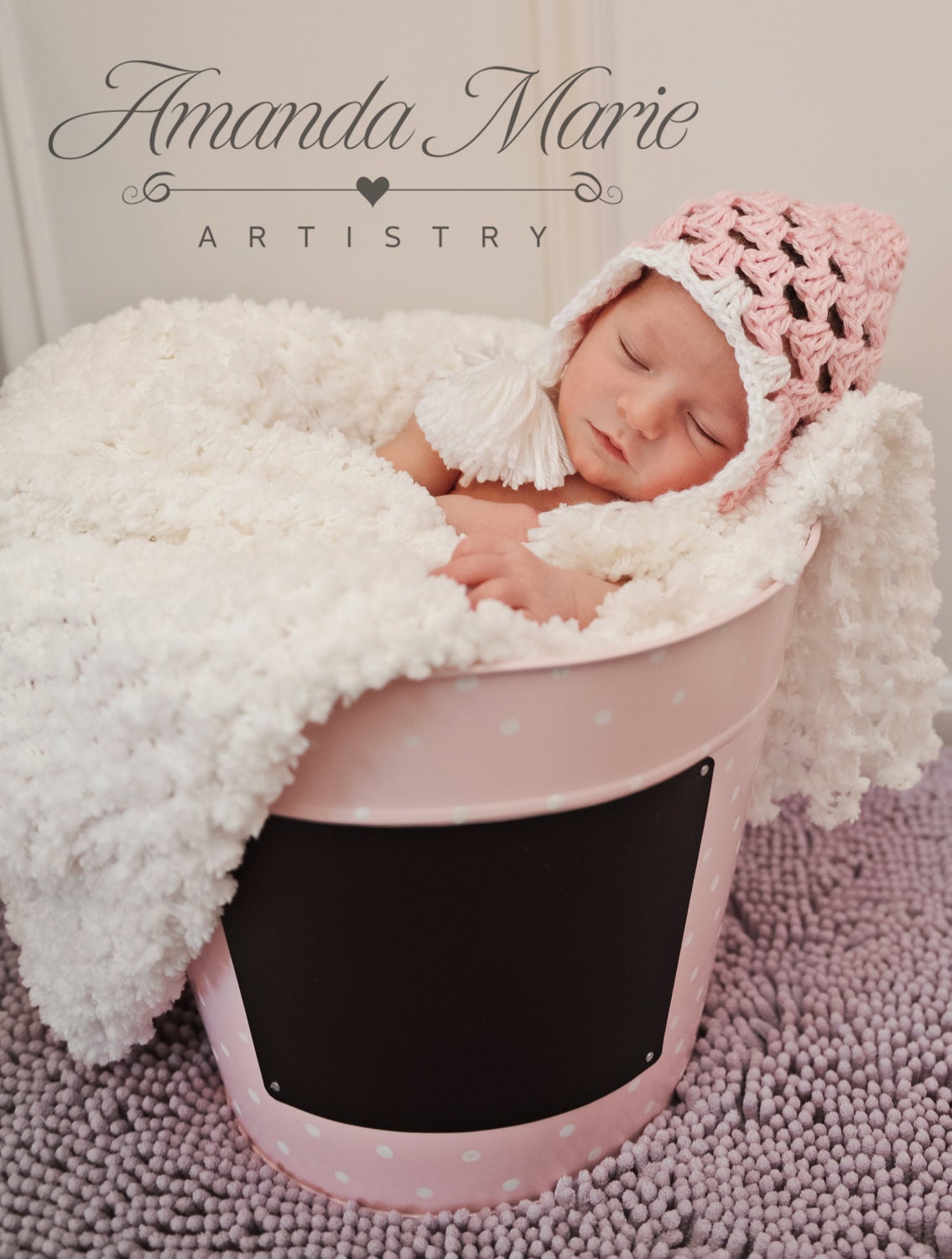 Baby Photo Prop Pixie Hat & Long Pants  - Newborn Photography Props - Avail Pink or Blue Hand Crochet