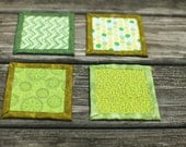 quilted coasters - green mix