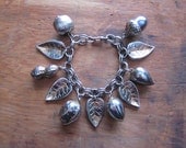 Vintage Nuts and Leaves Chunky Charm Bracelet