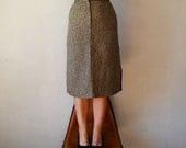 vintage TWEED skirt / 1960s taupe WOOL pencil skirt