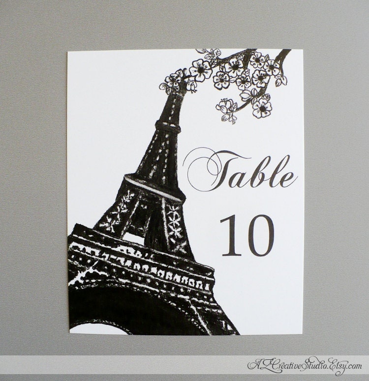 Paris Spring Table Numbers for Weddings Receptions Bridal Shower Baby Blossom Floral French Flowers Party Decor Vintage French Birthday