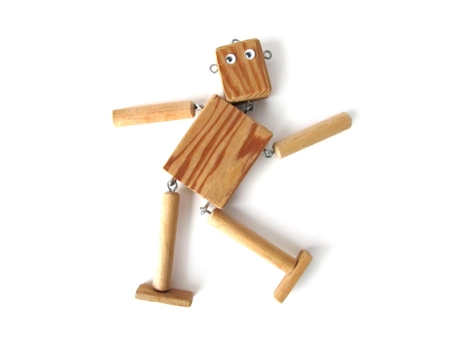 Wooden ROBOT Doll Vintage Handmade Toy Fathers Day Geek Gift