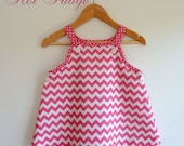 Pink Chevron Sundress, fully lined, Size 2T