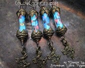 Steampunk White Rabbit Glow in the Dark Lantern Necklace Alice in Wonderland Inspired