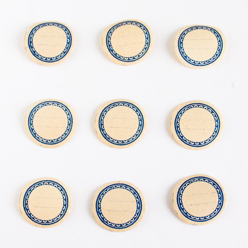 French Vintage Labels - Round Labels - Back to school - Set of 9