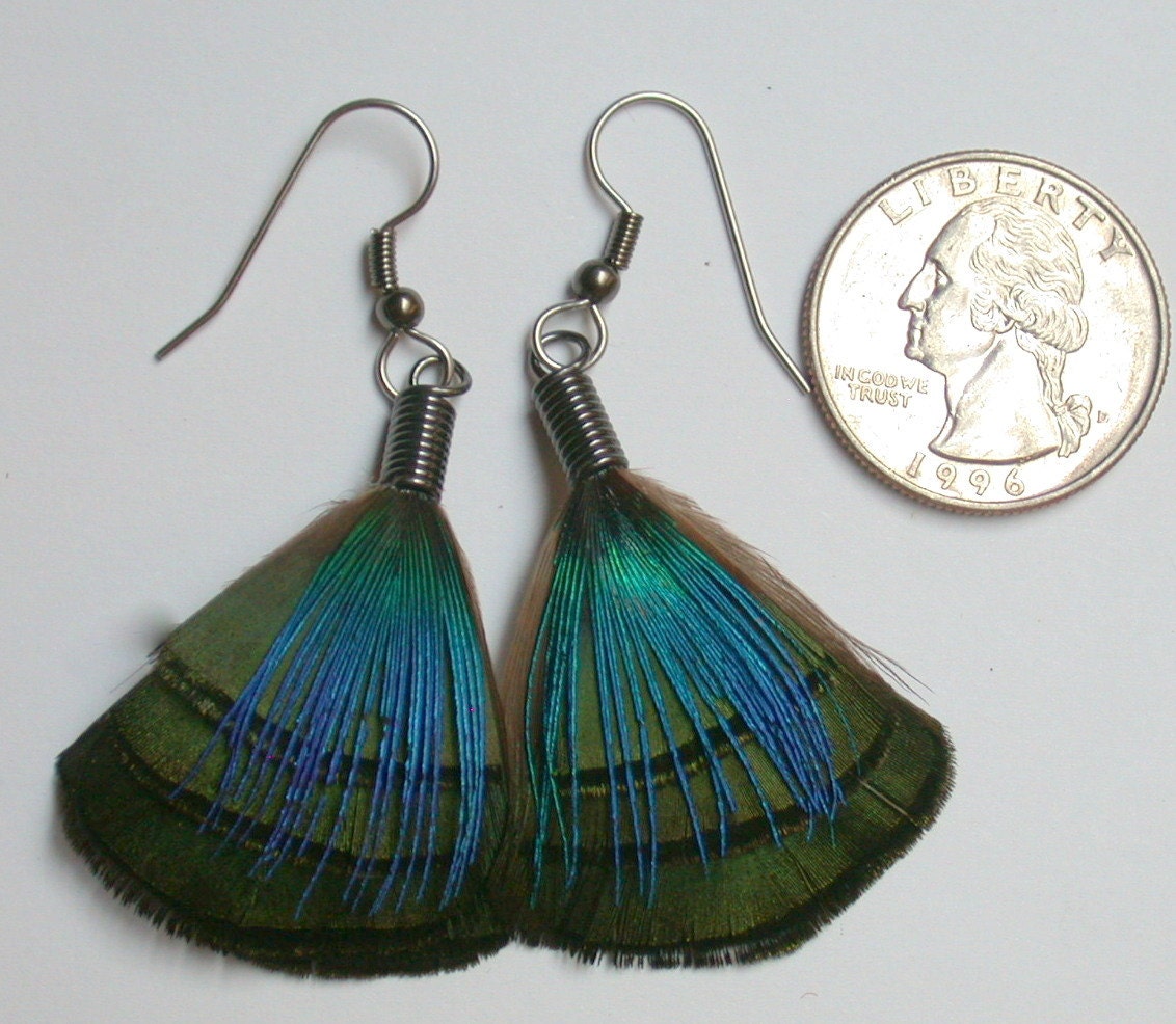 Metallic Feather Earrings with All Natural Colors