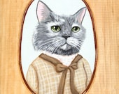 Portrait of Dahlia Cat Original Folk Art Painting