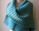 Robin Egg Blue Scarf Knitted in Merino Wool