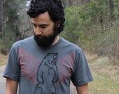 Mens t shirt - S/M/L/XL - grizzly bear print in black and orange on asphalt gray tshirt - mens fashion - Ursa Major - gift for him