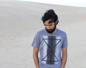 The Palindromes - mens t shirt / tshirt men - geometric print on heather gray - reflected triangles and dots - fathers day gift for him