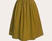 Custom cotton skirt in mustard yellow with side pockets - custom size, length and color