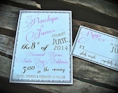 Precious Pink  wedding invites, swirly chic wedding - rose pink - deposit to begin