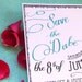 Ball jar blue save the dates, swirly chic wedding deposit to begin