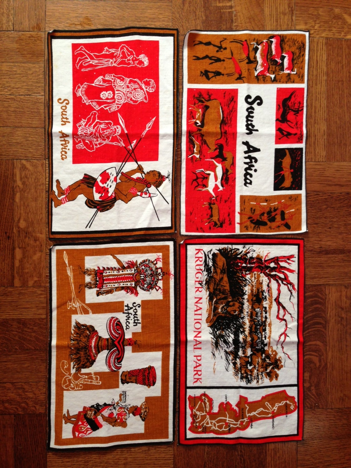 Vintage South Africa Souvenir Placemats - Set of Four