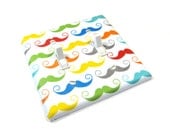 White Rainbow Mustache Decor Double Light Switch Cover Switchplate Hipster Wall Art Geekly Chic