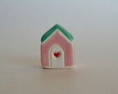 Little Clay House ceramic pottery miniature the little red door pink teal green collectible terrarium decor