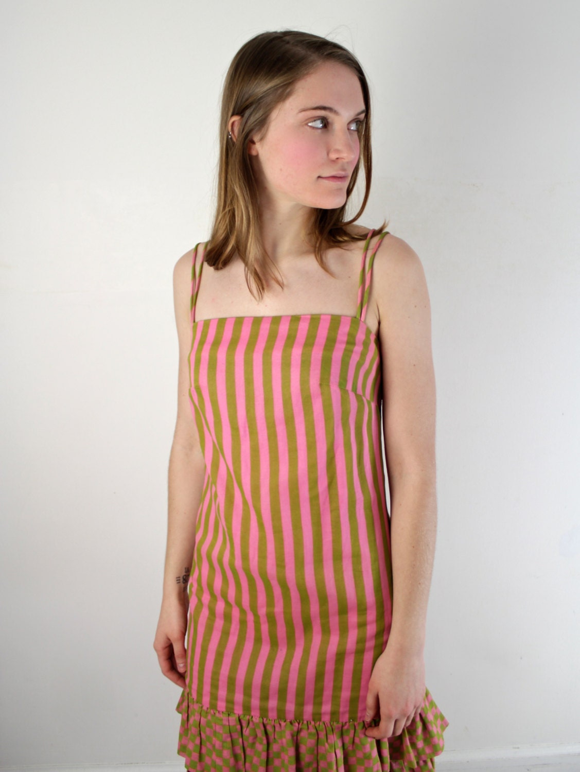 1960s Shift Dress - 60s Striped Sundress