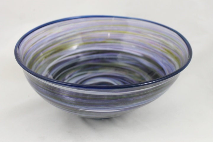 Swirled Purple Haze Hand Blown Glass Bowl Home Decoration Art Glass Bowl