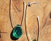 CLEARANCE Emerald Quartz Teardrop Hoops