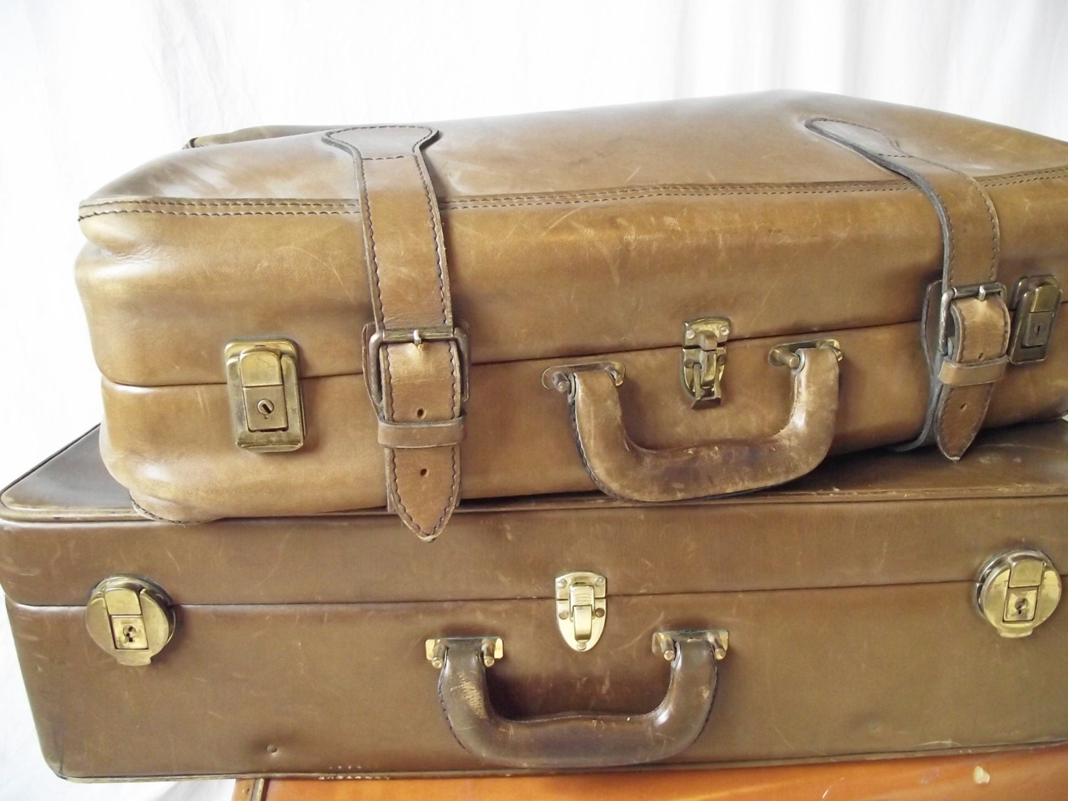 Vintage All Leather Suitcase - Large Size - Like the Robert Redford of Suitcases